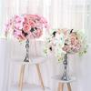 Artificial and Dried Flower 35/40/50cm Artificial Flower Table Flower Ball Centerpieces Wedding Arch Backdrop Rose Peonies Hydrangea Mix Road Guide Bouquet - ( Color: White; Size: 40cm ) view 3