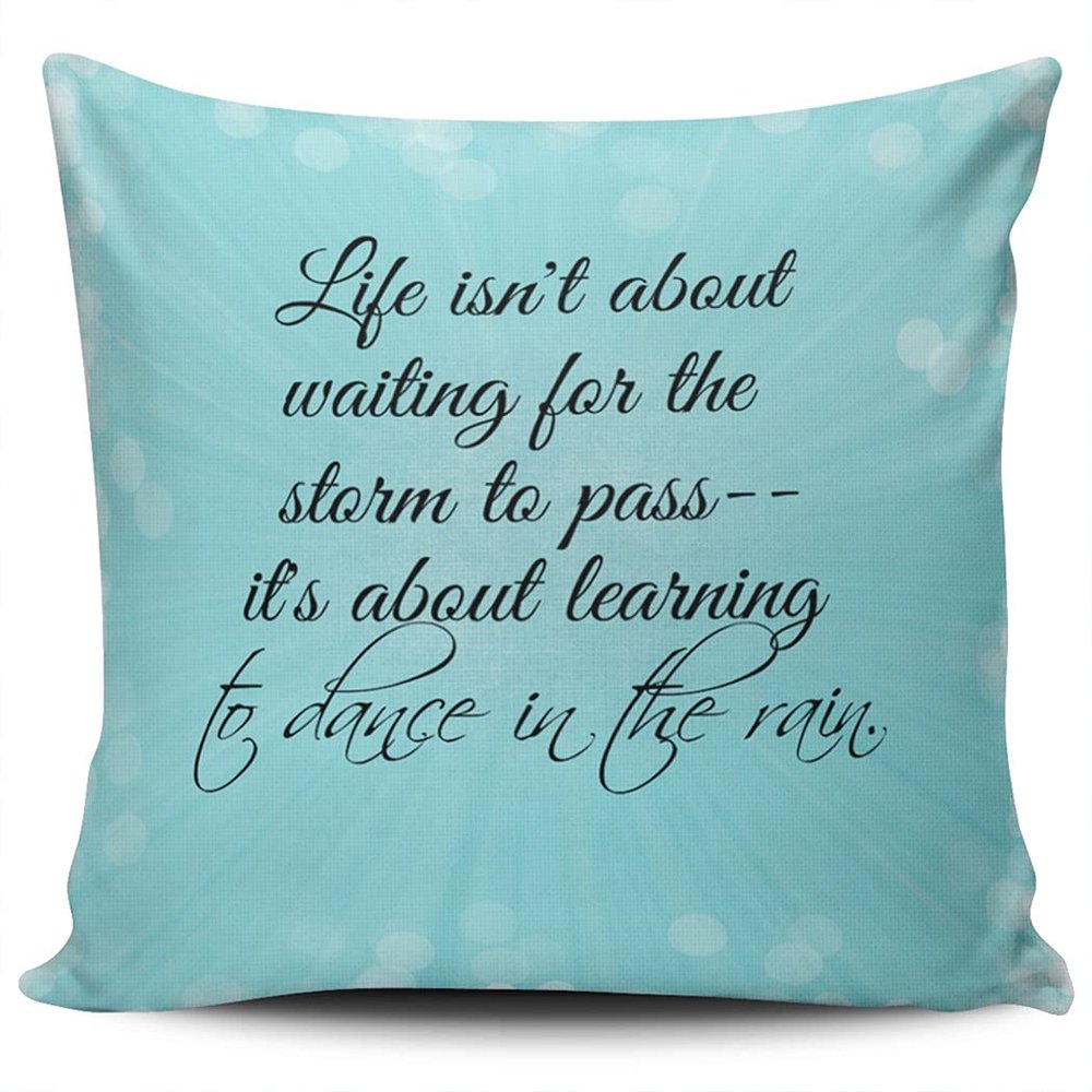 SALLEING Plain Unique Aqua Mint Turquoise Life Isn't About Waiting for The Staim to Pass Square Pillowcase Zippered Double Sided Printing 22x22 Inches Throw Pillow Case Cushion Cover