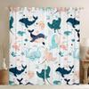 Erosebridal Kids Whale Window Treatments Dolphin Marine Life Window Curtains for Boys Girls Room Cartoon Octopus Sea Animal Curtains Underwater World Window Drapes White 2 Panel 52" Wx63 L view 1