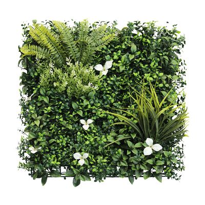 SunnyRoyal 4 Pcs 20"x20" Artificial Boxwood Panels Grass Wall Greenery Backdrop Decor Privacy Hedge Fence Screen for Outdoor Indoor Backyard Garden Decoration, 5 Mixed Leaves