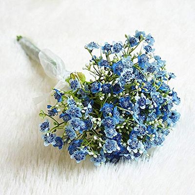 Artificial and Dried Flower Artificial Flowers Gypsophila Handmade Baby's Breath Fake Plants for Wedding Home Fall Decoration Plastic Flowers Bouquet - ( Color: Blue )