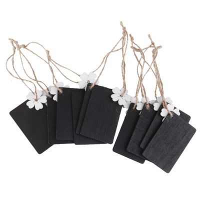 EXCEART Sticker Labels Mini Chalkboard Tags with Twine Mini Rectangular Hanging Wooden Blackboard Tags for DIY Craft Party Decoration 10pcs (White Flower) Wedding Sign