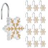 Sunlit Christmas Shower Curtain Hooks Snowflakes Shower Curtain Rings, Resin, White and Gold Christmas Decor, Winter Bathroom Decoration - 12 Pack view 1