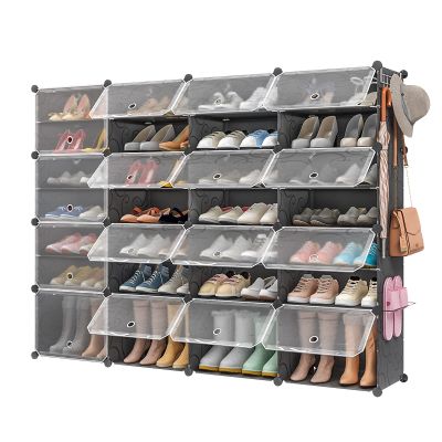 Aeitc 64 Pairs Shoe Rack Organizer Shoe Organizer Expandable Shoe Storage Cabinet Narrow Standing Stackable Space Saver Shoe Rack for Entryway, Hallway and Closet64"x12"x48"