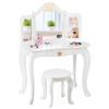 KOTEK Kids Vanity Set w/Tri-Folding Mirror, Princess Makeup Dressing Table w/Detachable Top & Drawer, 2-in-1 Vanity Table and Chair Set, Crown Pretend Beauty Play Vanity for Girls (White) view 1