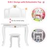 KOTEK Kids Vanity Set w/Tri-Folding Mirror, Princess Makeup Dressing Table w/Detachable Top & Drawer, 2-in-1 Vanity Table and Chair Set, Crown Pretend Beauty Play Vanity for Girls (White) view 3