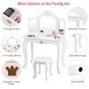 KOTEK Kids Vanity Set w/Tri-Folding Mirror, Princess Makeup Dressing Table w/Detachable Top & Drawer, 2-in-1 Vanity Table and Chair Set, Crown Pretend Beauty Play Vanity for Girls (White) view 4
