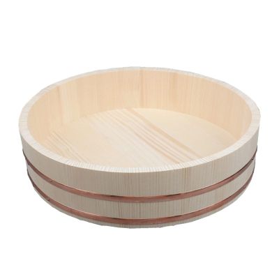 11 Sizes Wooden Sushi Rice Bowl - Hangiri Sushi Oke Rice Mixing Tub Japanese Bibimbap Serving Dish for Restaurant Home Kitchen Tool,27x7.5cm