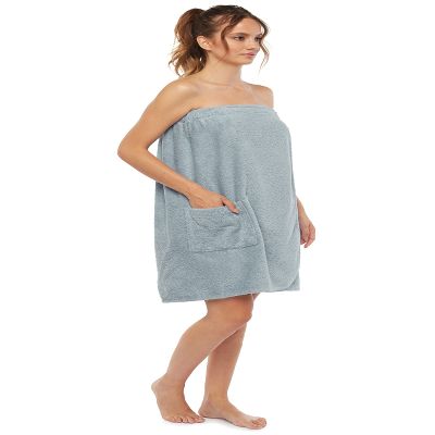 Arus Women Bathrobe GOTS Certified Organic 100% Turkish Terry Cotton Robe Adjustable Closure Bath Wrap Seafoam, Small
