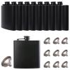 10 pcs Hip Flask for Liquor Black 6oz Stainless Steel Leakproof with 10 pcs Funnel for Gift, Camping, Wedding Party, Groomsmen Gifts view 1