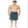 Arus Mens Robe GOTS Certified Organic Turkish Cotton Bathrobe Adjustable Closure Shower and Bath Wrap Ocean Blue, Small-Medium view 1