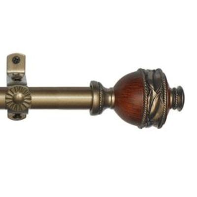 Ergode Camino Ava Decorative Rod Series - Antique Gold & Mahogany Finials - 0.75" Diameter - Adjustable - All-Metal Hardware - Easy Installation