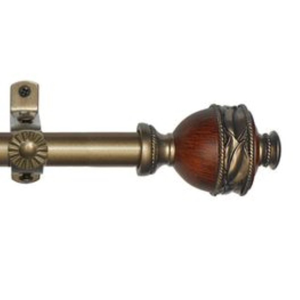 Ergode Camino Ava Decorative Rod Series - Antique Gold & Mahogany Finials - 0.75" Diameter - Adjustable - All-Metal Hardware - Easy Installation