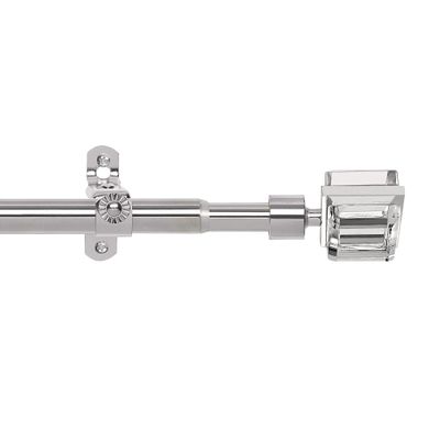Ergode Royale Decorative Rod Series | Donna Crystal & Metal Finials | Adjustable Telescopic Rod | 0.75" Diameter | Wall & Ceiling Mount | 28-48"