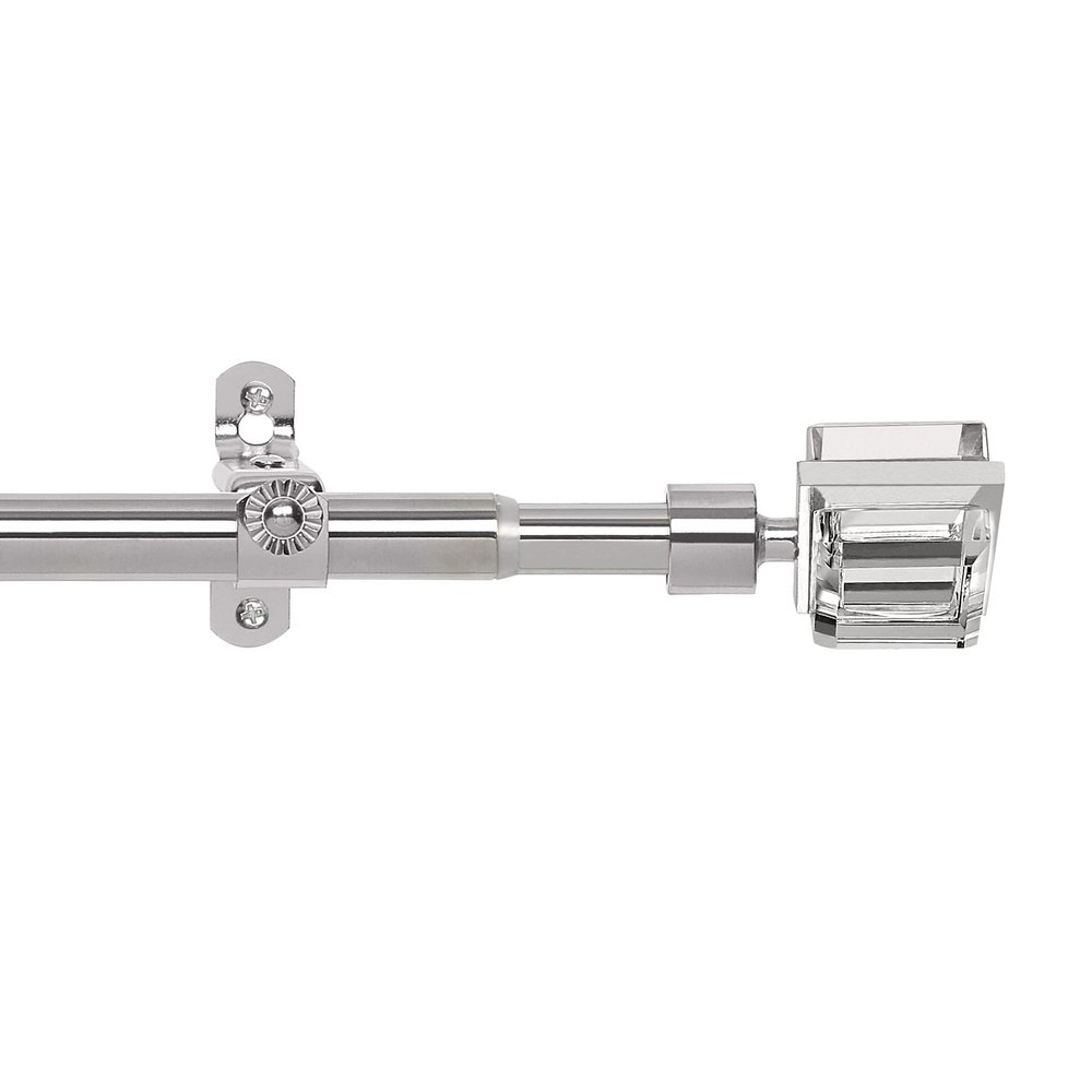 Ergode Royale Decorative Rod Series | Donna Crystal & Metal Finials | Adjustable Telescopic Rod | 0.75" Diameter | Wall & Ceiling Mount | 28-48"