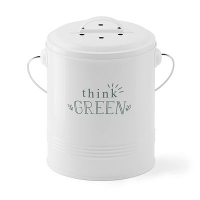 Barnyard Designs Compost Bin for Kitchen Counter - 1.2 Gallon Countertop Composter with Extra Smell-Absorbing Filters and Inner Bucket for Easy Cleaning - Food Waste Bin for Kitchen with Lid (White)