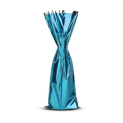 MT Products Blue Metallic Mylar Wine Gift Bags 6.5" x 18" - Great for wine Pull - Pack of 25