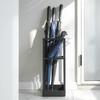 MyGift Umbrella Stand,Umbrella Holder for Entryway,20 Inch Tall Modern Metal Geometric Freestanding Umbrella Rack or Cane Holder with Shelf for Small Umbrellas and Bottom Drip Tray (Black) view 2