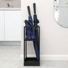 MyGift Umbrella Stand,Umbrella Holder for Entryway,20 Inch Tall Modern Metal Geometric Freestanding Umbrella Rack or Cane Holder with Shelf for Small Umbrellas and Bottom Drip Tray (Black) view 3