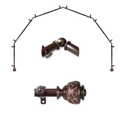 A&F Rod Dcor - Jamila 13/16" 6-Sided Bay Window Curtain Rod - Cocoa