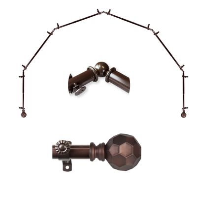 A&F Rod Dcor - Cara 13/16" 6-Sided Bay Window Curtain Rod - Cocoa