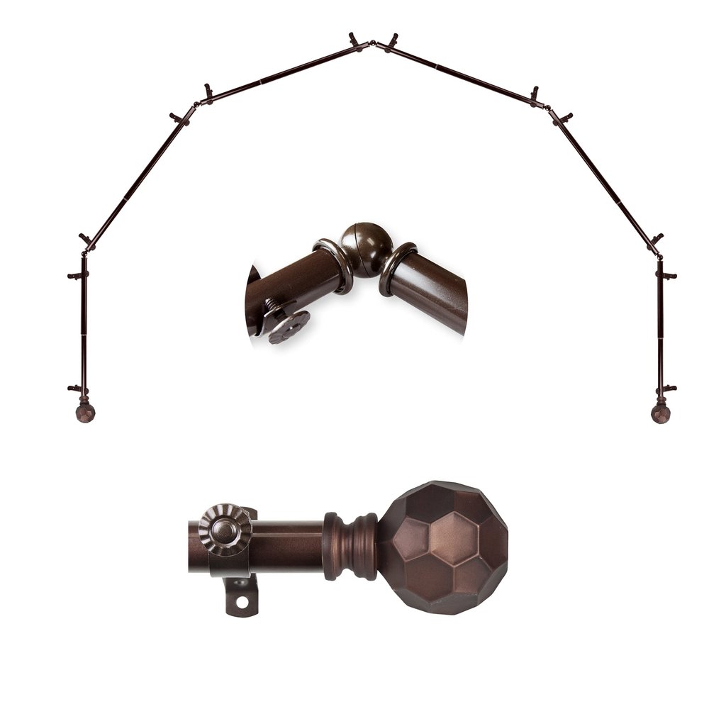 A&F Rod Dcor - Cara 13/16" 6-Sided Bay Window Curtain Rod - Cocoa
