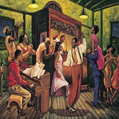 1006-08x10-BA 8 x 10 in. Swing Night Black Art Poster Print by Sarah Jenkins