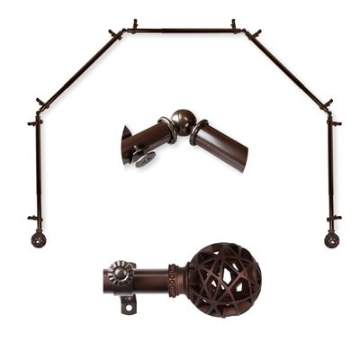 A&F Rod Dcor - Legend 13/16" 5-Sided Bay Window Curtain Rod - Cocoa