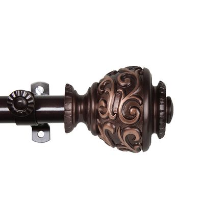 A&F Rod Dcor - Jamila 13/16" Single Curtain Rod 120-170 inch - Cocoa