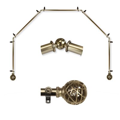 A&F Rod Dcor - Legend 13/16" 5-Sided Bay Window Curtain Rod - Antique Brass