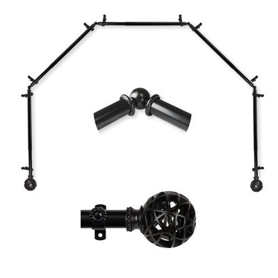 A&F Rod Dcor - Legend 13/16" 5-Sided Bay Window Curtain Rod - Black