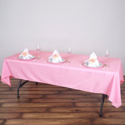 60''x102 Inch Rectangle Tablecloth Polyester Circular Wrinkle Free Table Cloth  Solid Soft Dinner Table Cover for Buffet Table, Wedding, Parties and Dinner - Pink