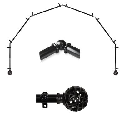 A&F Rod Dcor - Legend 13/16" 6-Sided Bay Window Curtain Rod - Black