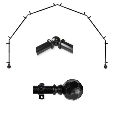 A&F Rod Dcor - Cara 13/16" 6-Sided Bay Window Curtain Rod - Black