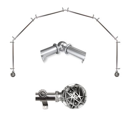 A&F Rod Dcor - Legend 13/16" 6-Sided Bay Window Curtain Rod - Satin Nickel