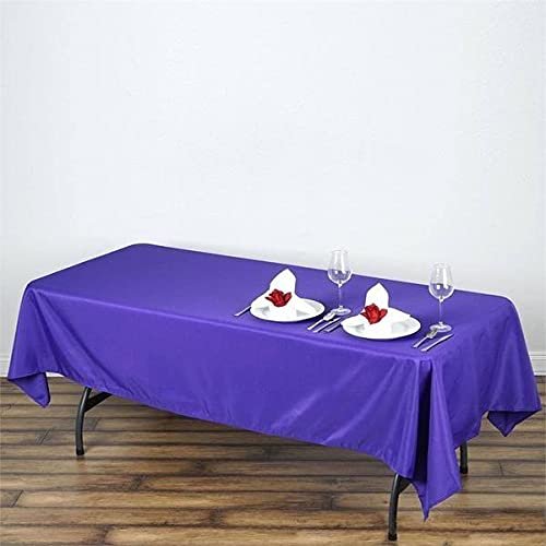 60''x102 Inch Rectangle Tablecloth Polyester Circular Wrinkle Free Table Cloth Solid Soft Dinner Table Cover for Buffet Table, Wedding, Parties and Dinner - Purple