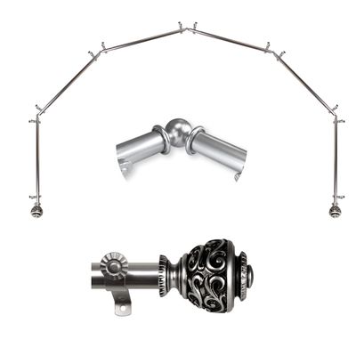 A&F Rod Dcor - Jamila 13/16" 6-Sided Bay Window Curtain Rod - Satin Nickel