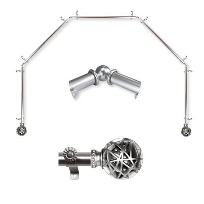 A&F Rod Dcor - Legend 13/16" 5-Sided Bay Window Curtain Rod - Satin Nickel