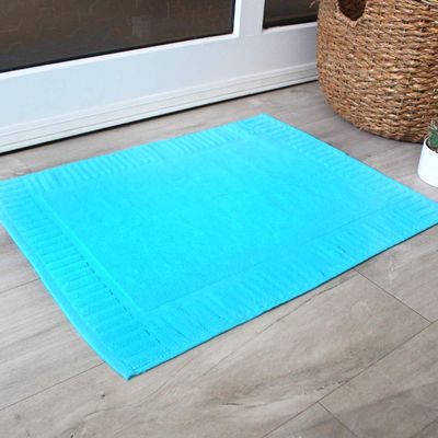BLANCHO BEDDING Hurbane Bath Mat Towel Rug for Bathroom Set 100% Cotton Turquoise 24 Pcs