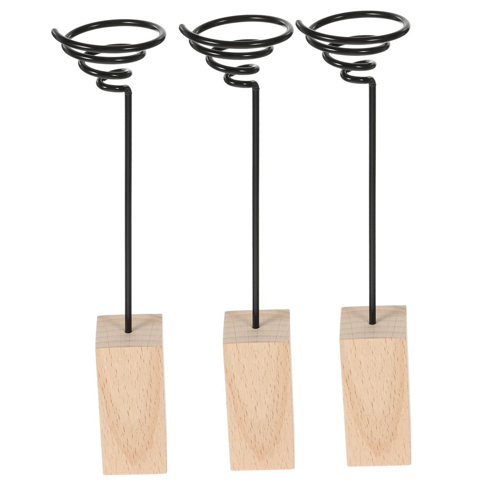 Cabilock 3 Piece Tillandsia Holder Metal and Natural Base Air Plant Stand