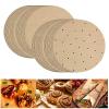 200pcs Unbleached Air Fryer Liners, Ovelur 7 inches Bamboo Steamer Liners, Premium Perforated Parchment Steaming Papers, Non-stick Steamer Mat, Perfect for 3.2 & 3.7QT Air Fryers/Baking/Cooking view 1