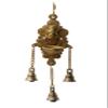 BHARAT HAAT Brass Wall Hanging Ganesh with Diya and Bell Beautiful Design Showpiece Medium Size Traditional Ganesha Ganpati Bappa Carving Work Decor Handicraft Art (3.8 x 3 x 12 inch, Yellow) view 1