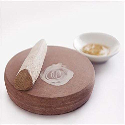Will and Weaves Handmade Sandalwood Rubbing Stone Board Chandan Stick Rubbing Stone with White Sandalwood Stick 50 Gram