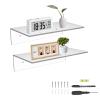 Sezanrpt 12 Inches Acrylic Wall Shelves 2 Pack, Floating Shelf for Wall Mounting, Acrylic Display Ledges for Funko Pop Figures, Home Dcor, Living Room, Gaming Room, Plants(12 inch, Clear) view 1