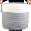 Casaphoria Woven Cotton Rope Basket with Handle for Bedroom,Round Storage Basket for Bathroom,Large Blanket Basket for Living Room,Tall Laundry Hamper Woven for Laundry,Light Gray view 1
