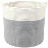Casaphoria Woven Cotton Rope Basket with Handle for Bedroom,Round Storage Basket for Bathroom,Large Blanket Basket for Living Room,Tall Laundry Hamper Woven for Laundry,Light Gray view 2