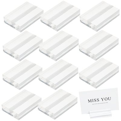 FINGERINSPIRE 12 Pcs Acrylic Place Card Holder Guest Names Holder, Slotted Holder for Signs and Displays, Perfect for Weddings, Parties, Table Numbers, Guest Names, Food Signs