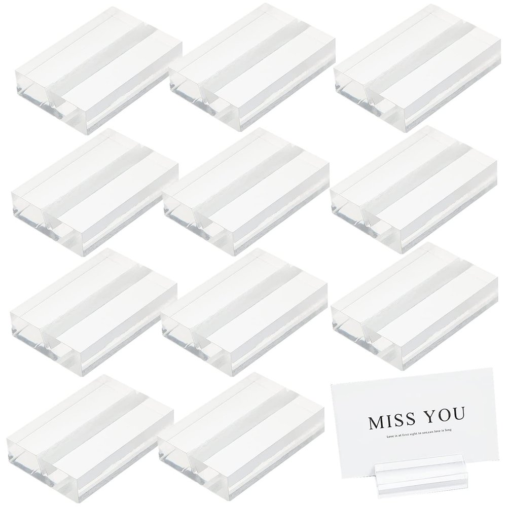 FINGERINSPIRE 12 Pcs Acrylic Place Card Holder Guest Names Holder, Slotted Holder for Signs and Displays, Perfect for Weddings, Parties, Table Numbers, Guest Names, Food Signs
