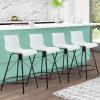 annjoe Swivel Bar Stools Metal Counter Height Stools Plastic Seat Chairs Set of 4 for Indoor Outdoor Home Kitchen Business (24" White) view 1