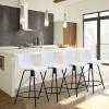annjoe Swivel Bar Stools Metal Counter Height Stools Plastic Seat Chairs Set of 4 for Indoor Outdoor Home Kitchen Business (24" White) view 4